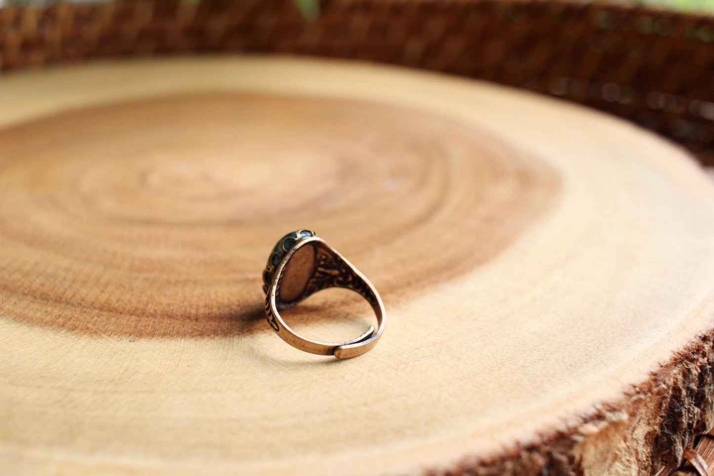 Moss Agate Adjustable Gemstone Ring