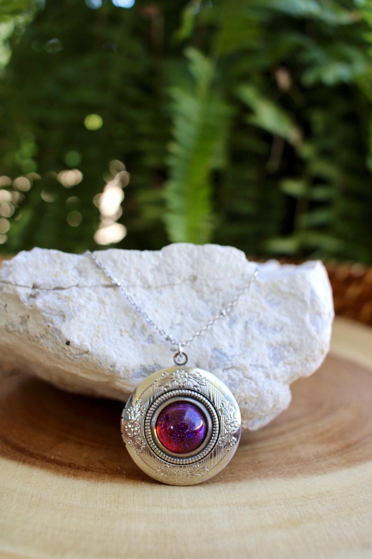 Fire Opal Locket Necklace