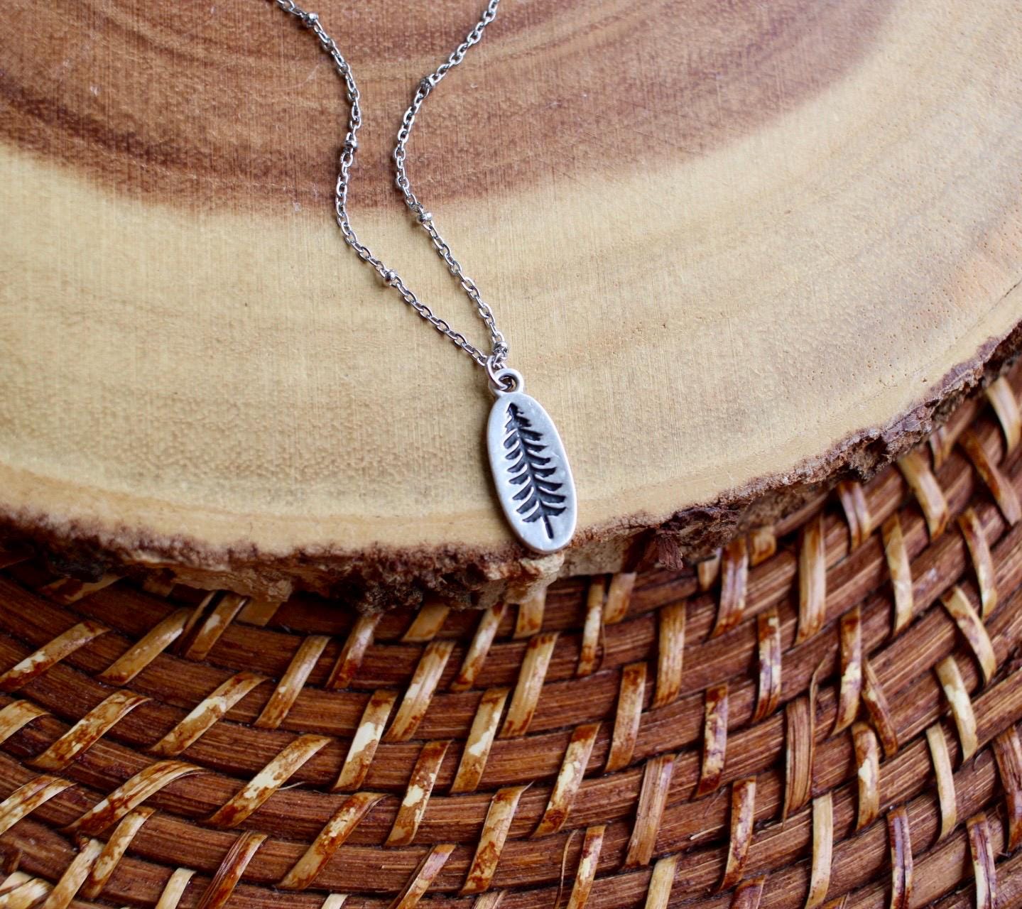 Dainty Silver Pine Tree Charm Necklace