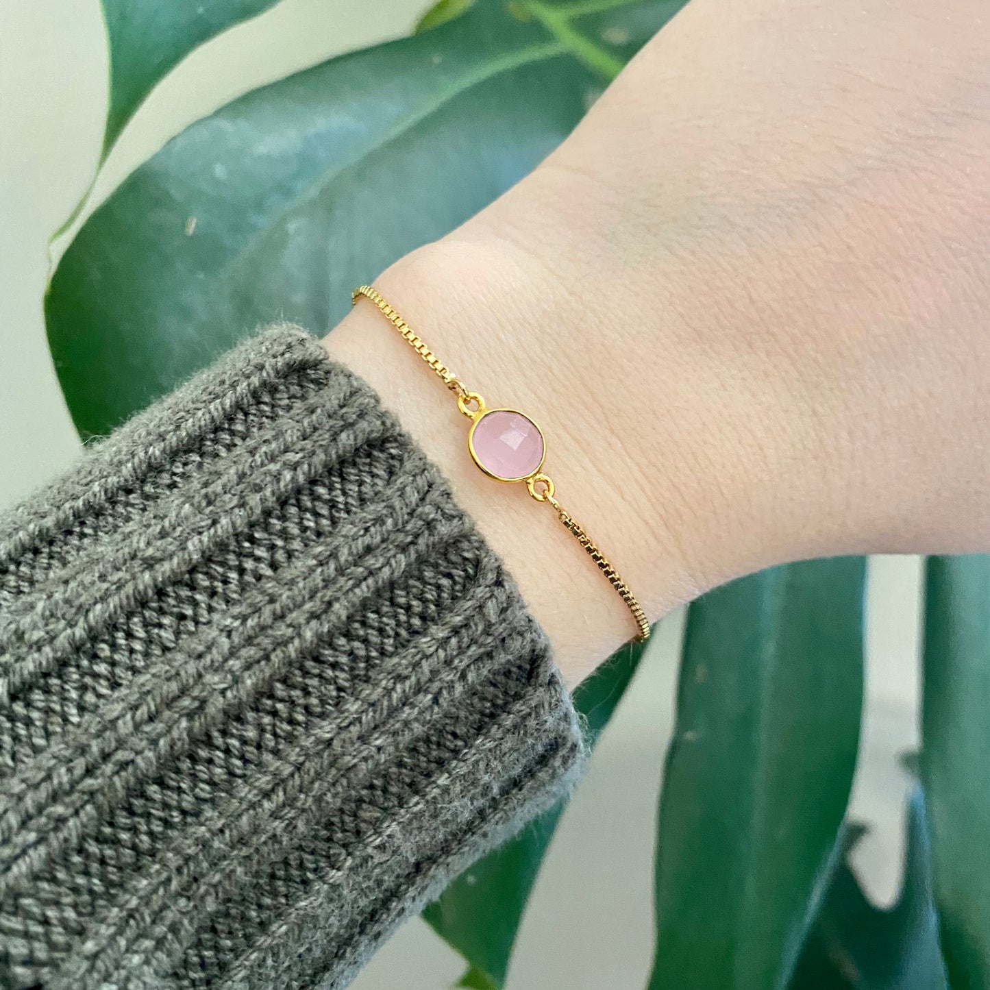 Rose Chalcedony Gold Bracelet