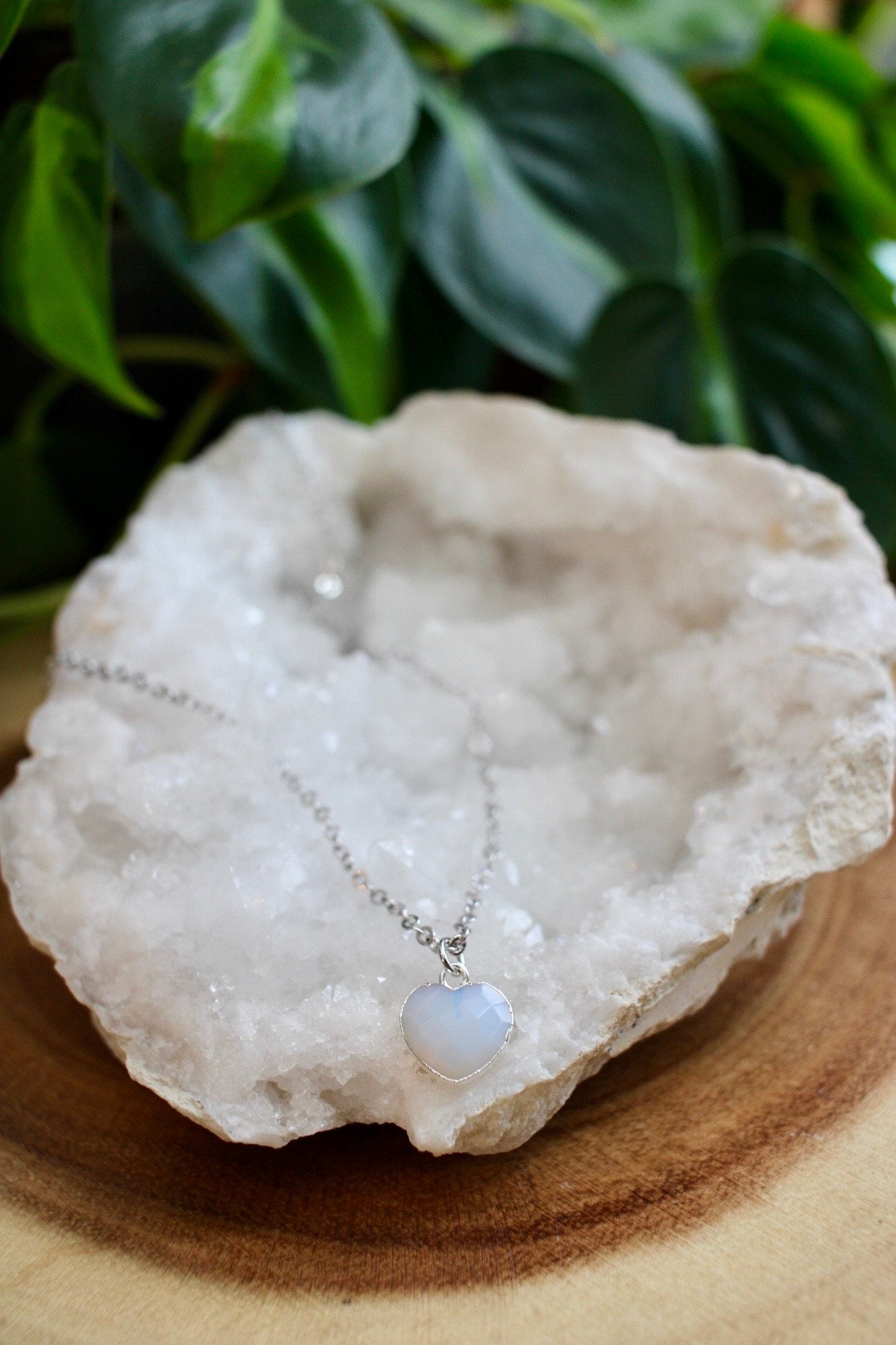 Opalite Heart Crystal Necklace