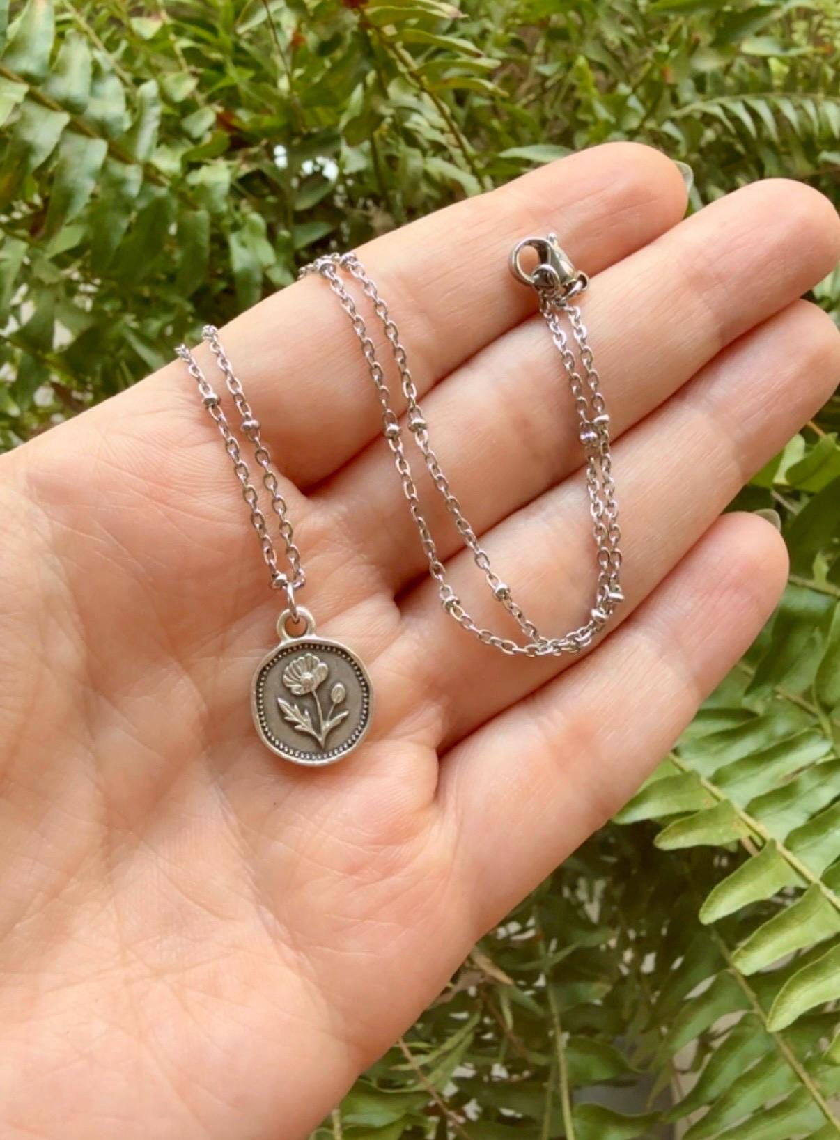 Dainty Poppy Flower Charm Necklace