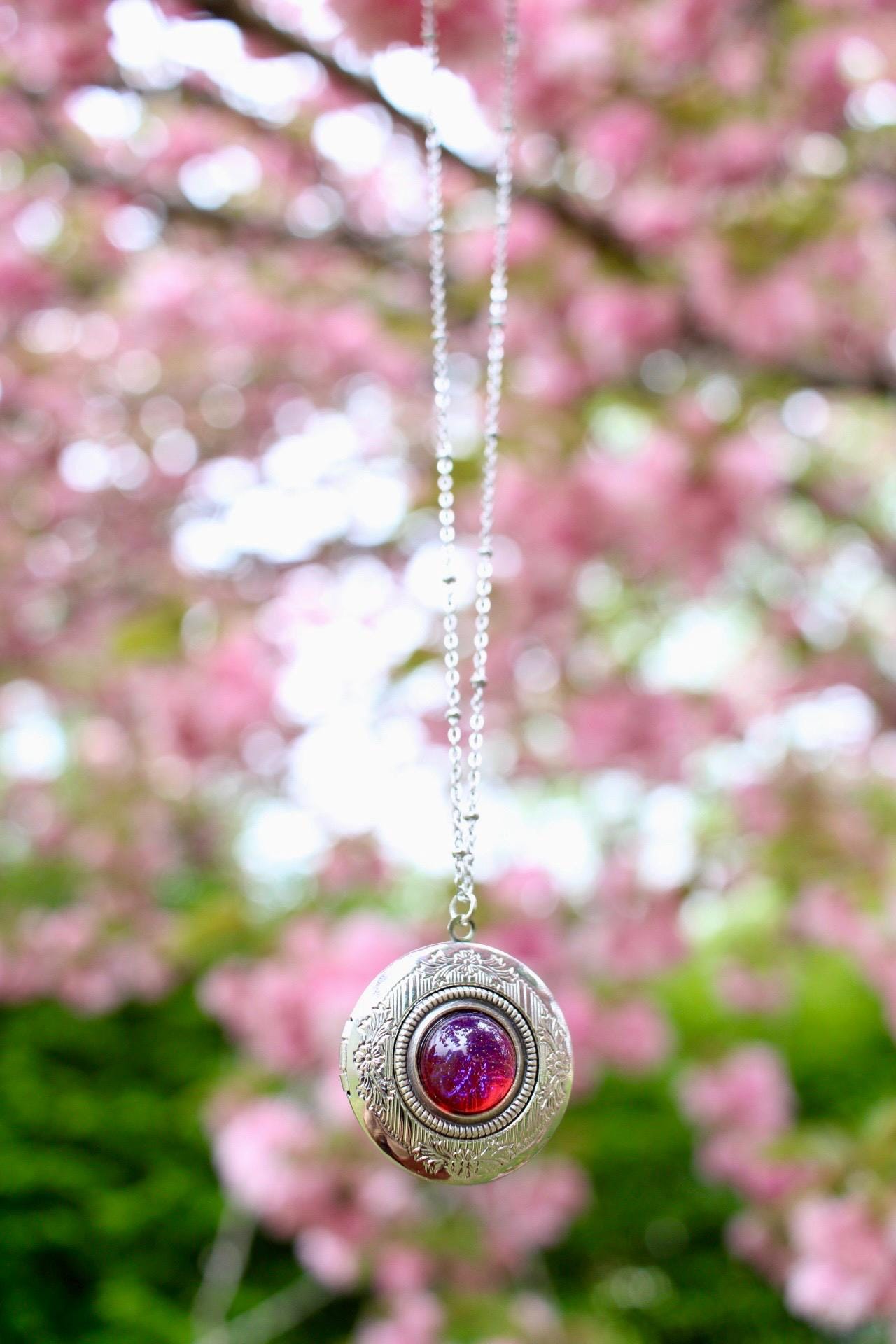 Fire Opal Locket Necklace