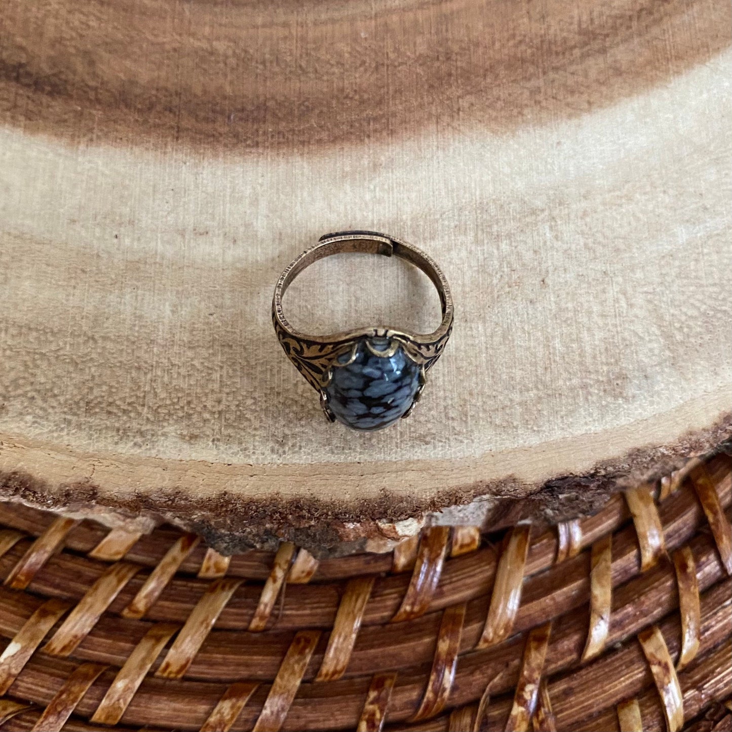Snowflake Obsidian Ring