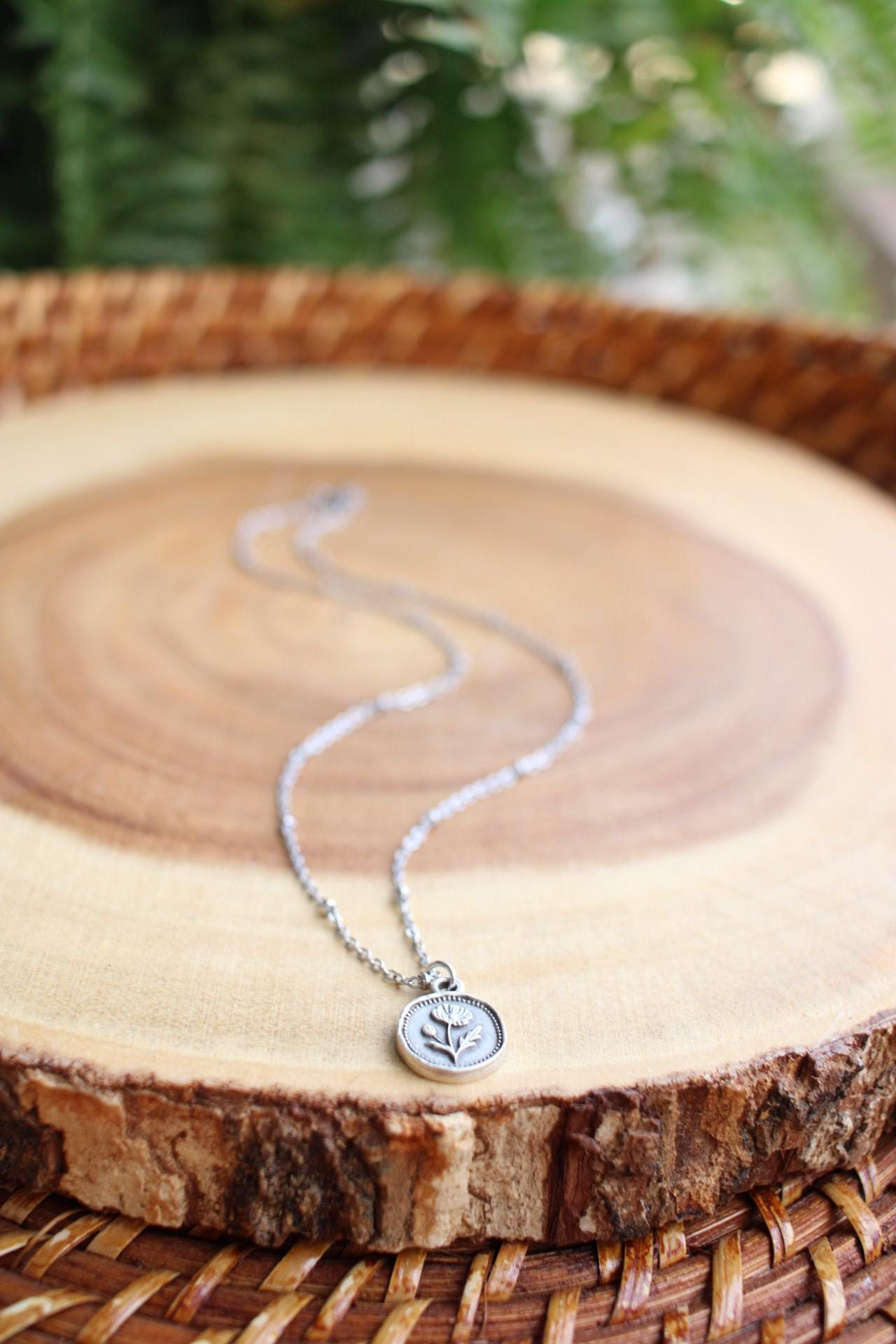 Dainty Poppy Flower Charm Necklace