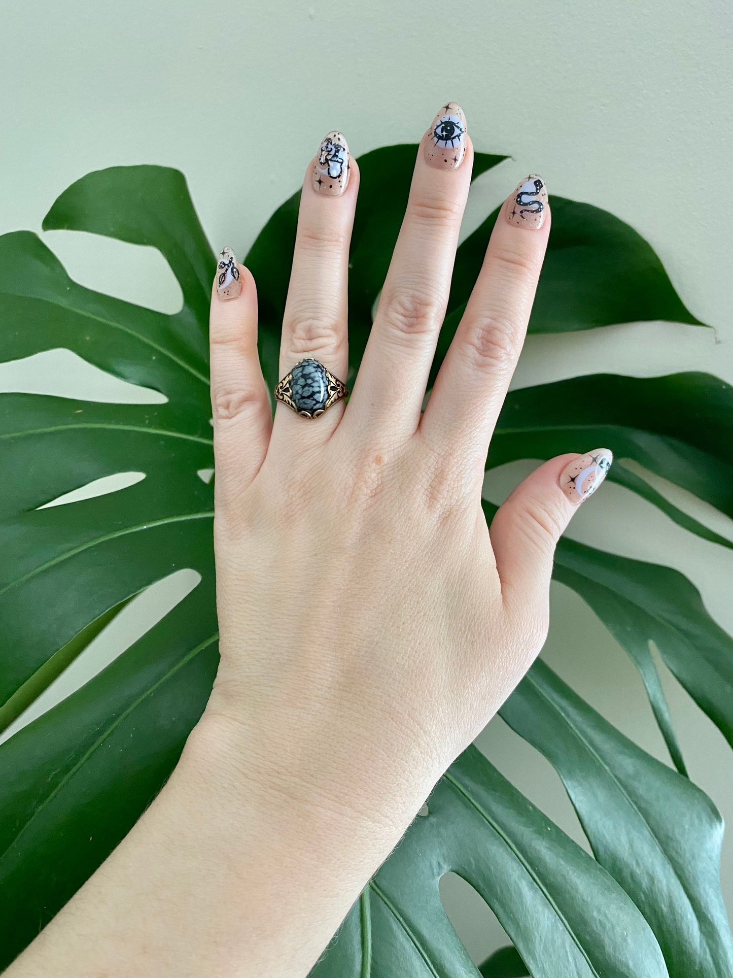 Snowflake Obsidian Ring