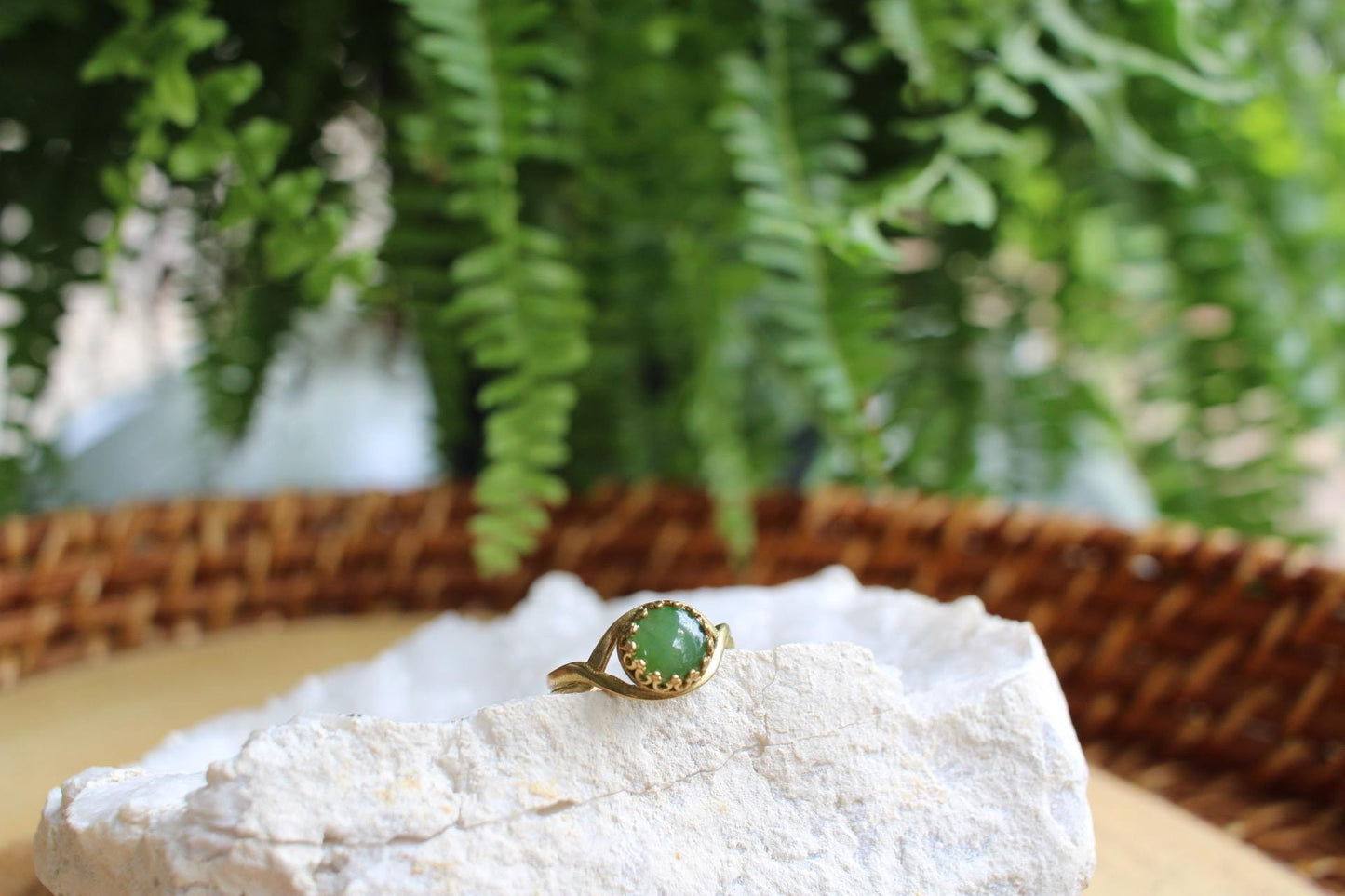 Jade Quartz Adjustable Ring