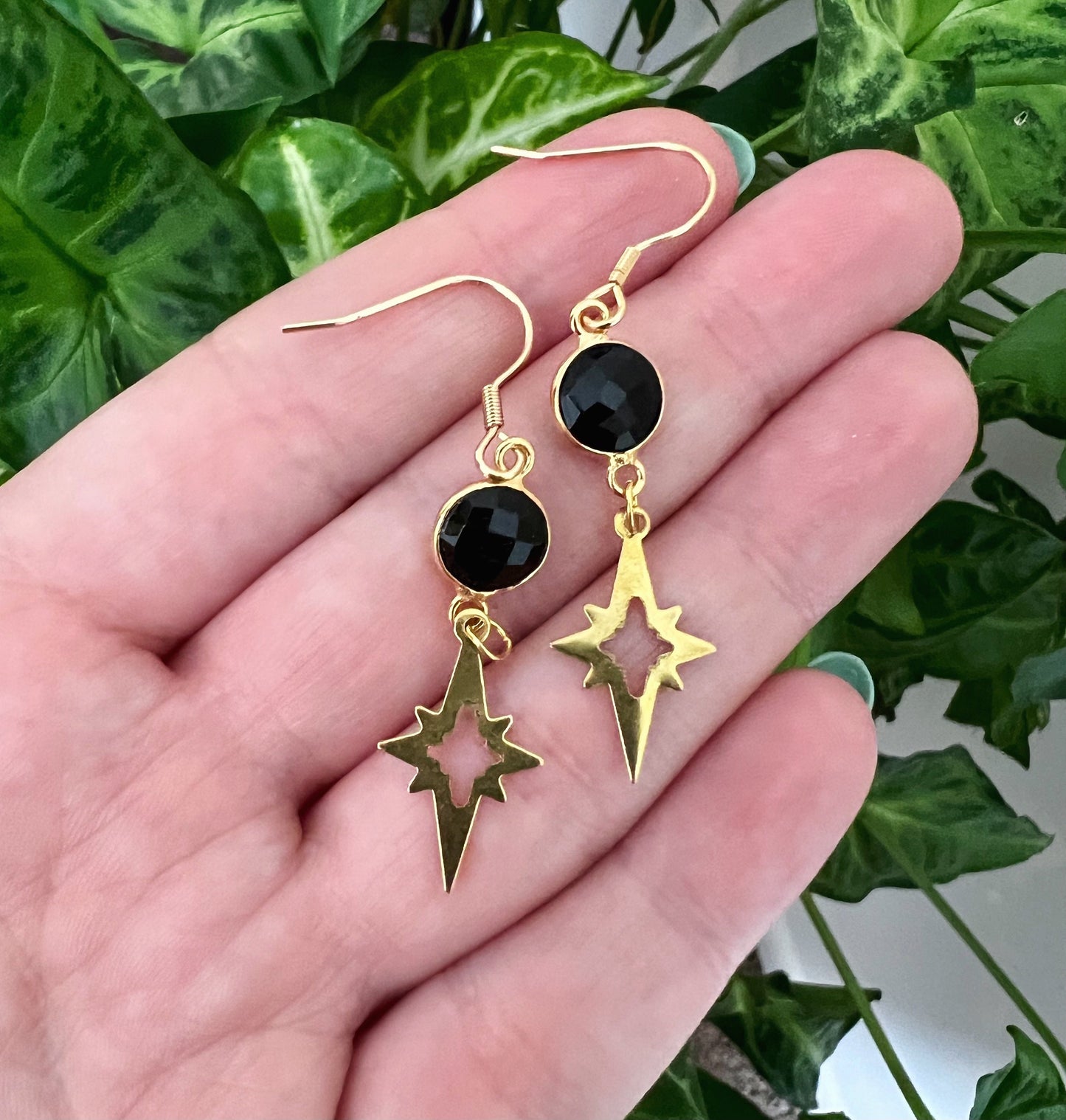 Black Onyx Polaris Dangle Earrings