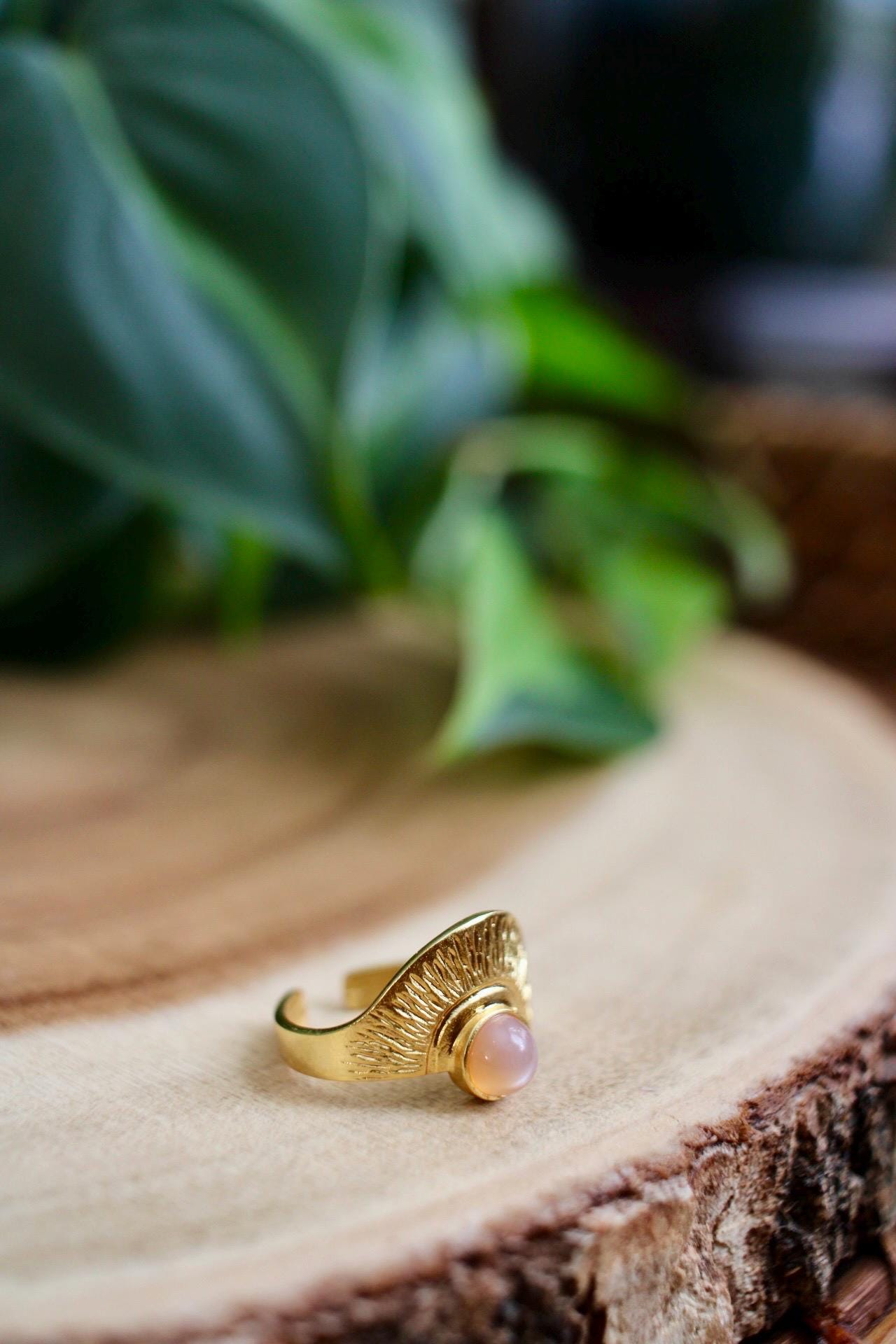 Peach Moonstone Sun Ring