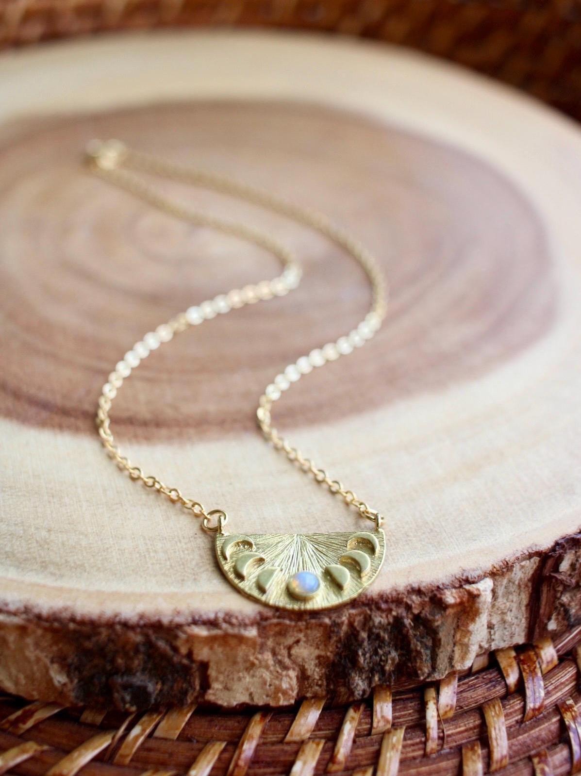 Opal Moon Phase Necklace