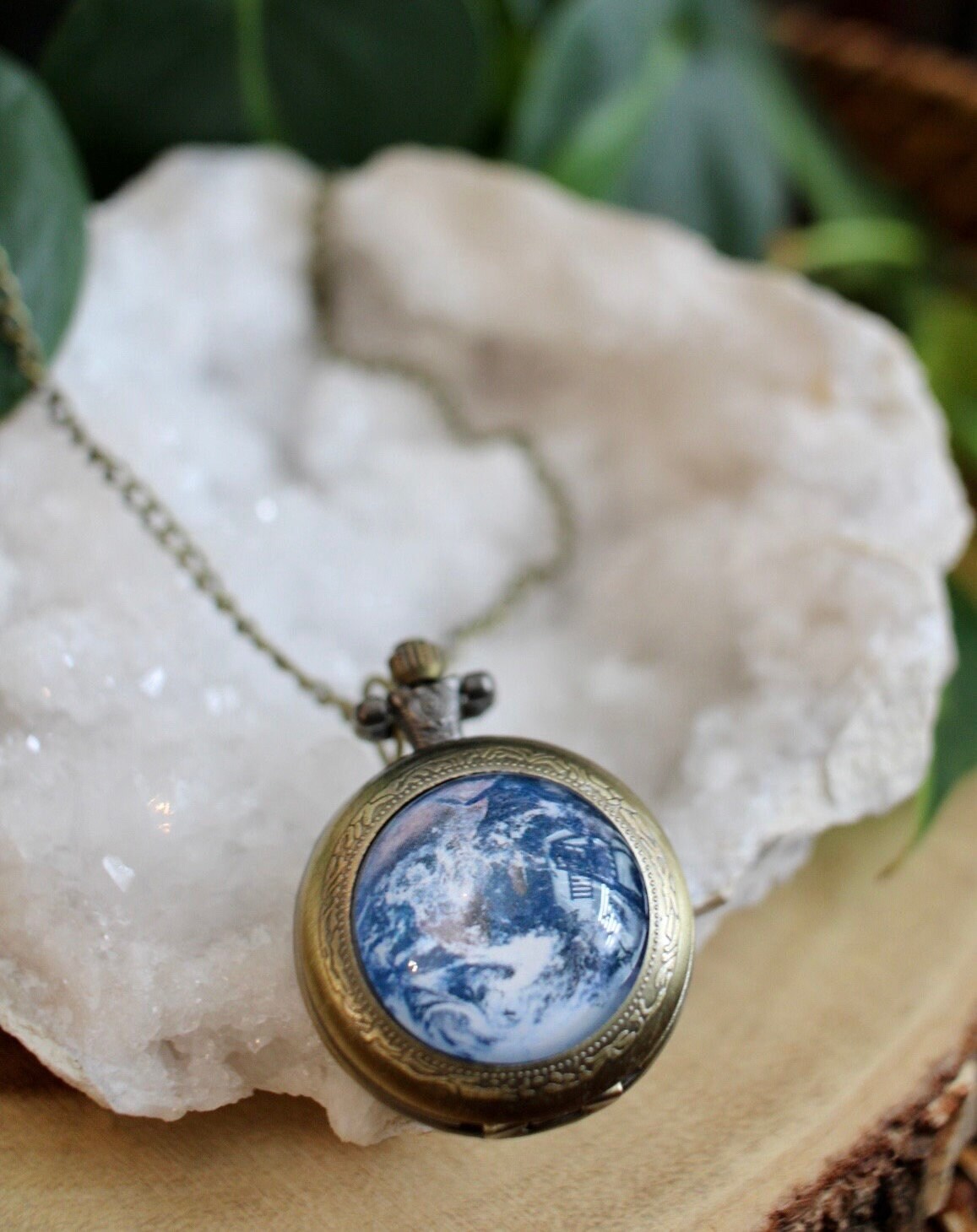 Earth Pocket Watch Necklace