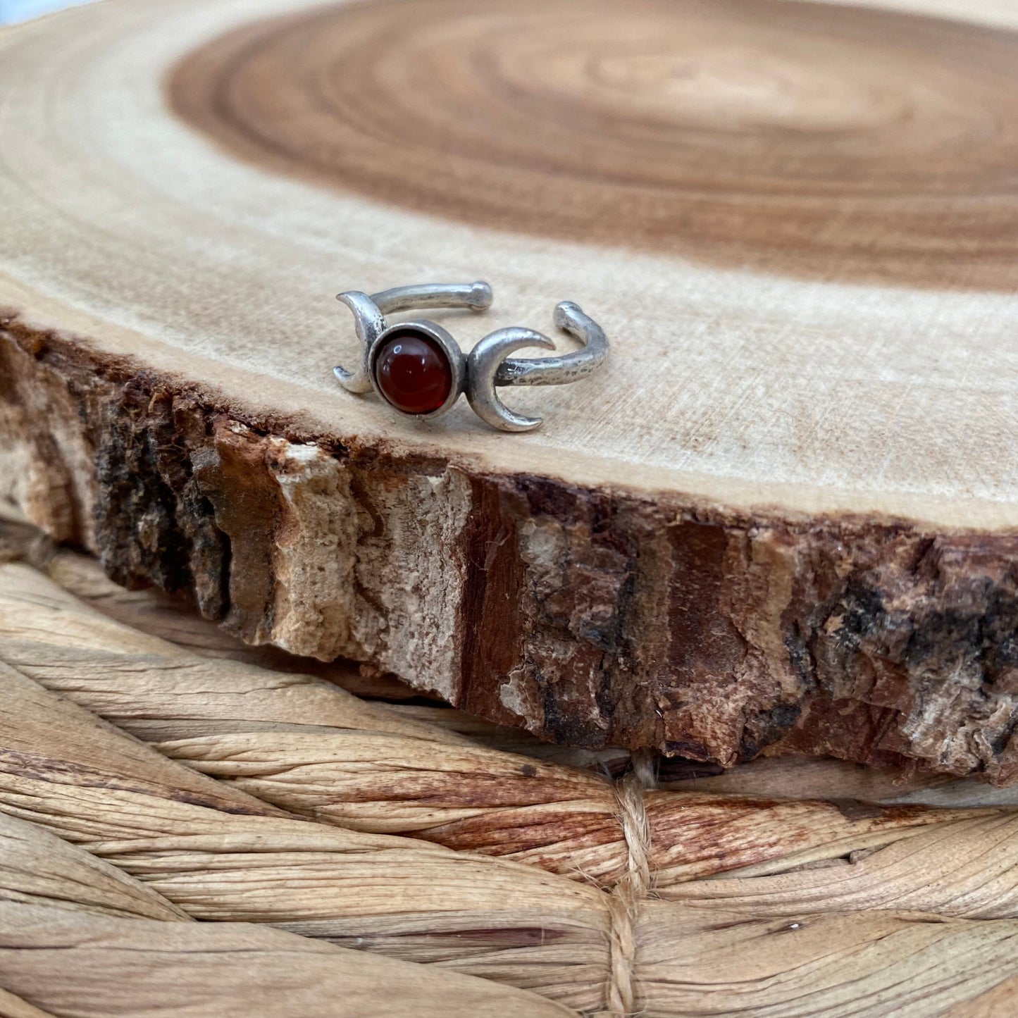 Carnelian Triple Moon Ring