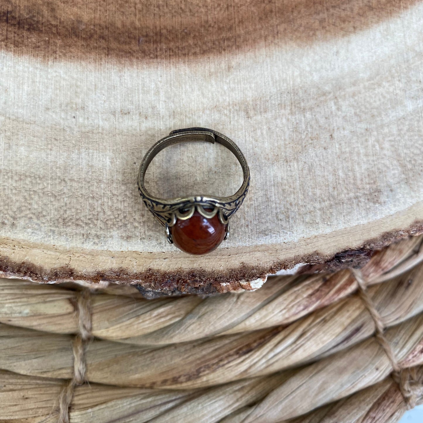 Red Obsidian Adjustable Gemstone Ring