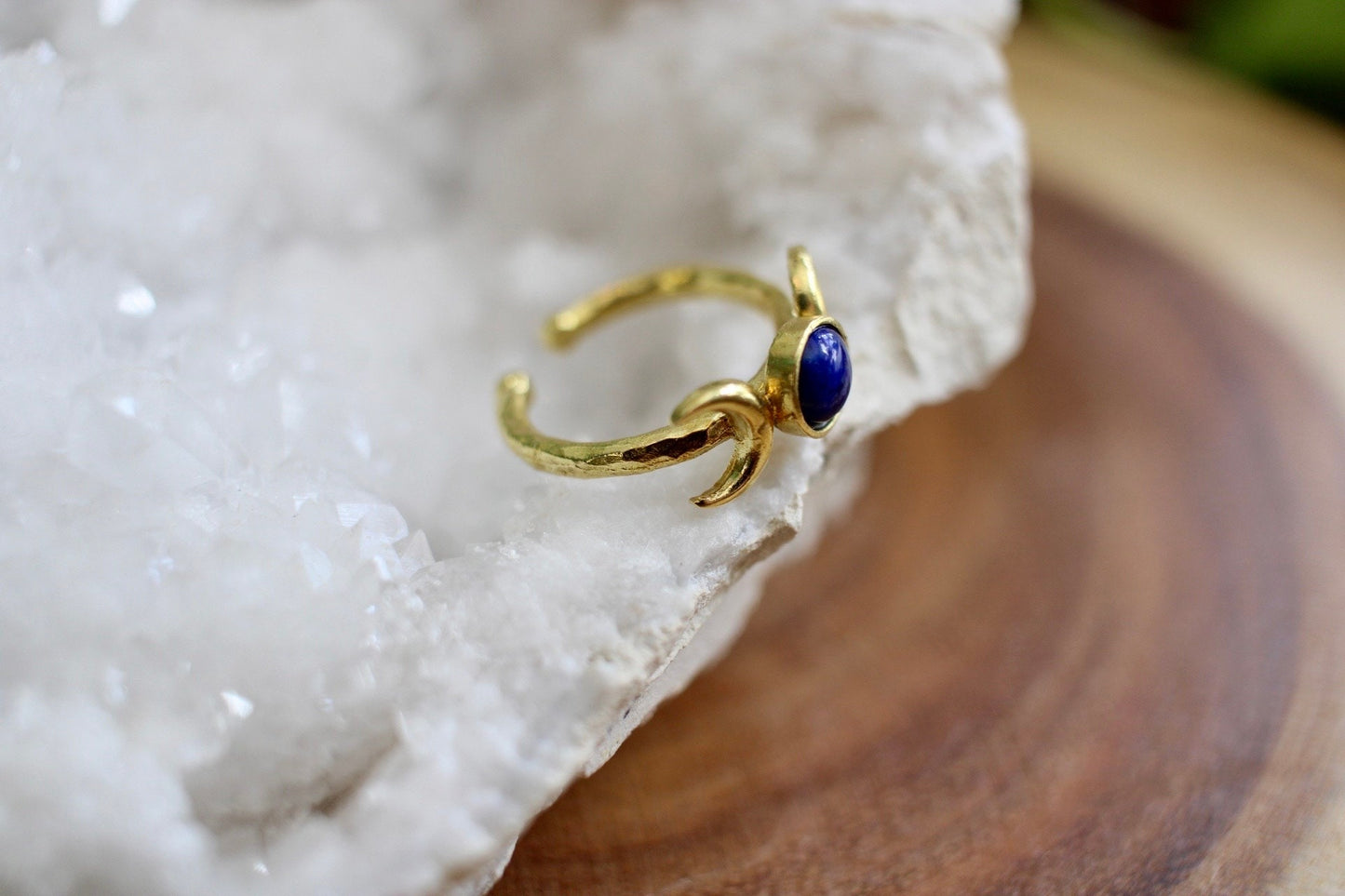 Lapis Lazuli Triple Moon Ring