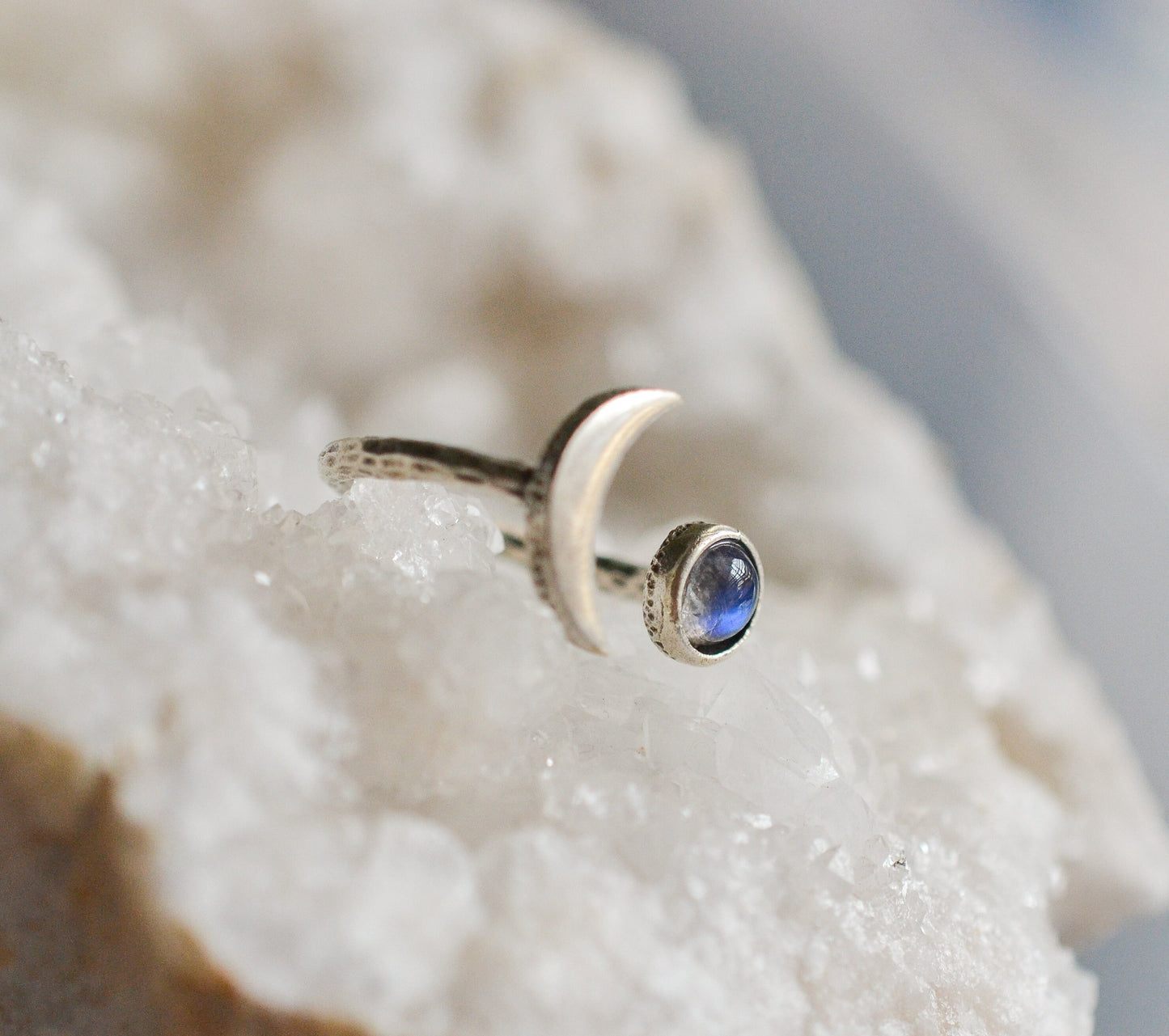 Moonstone Crescent Moon Ring