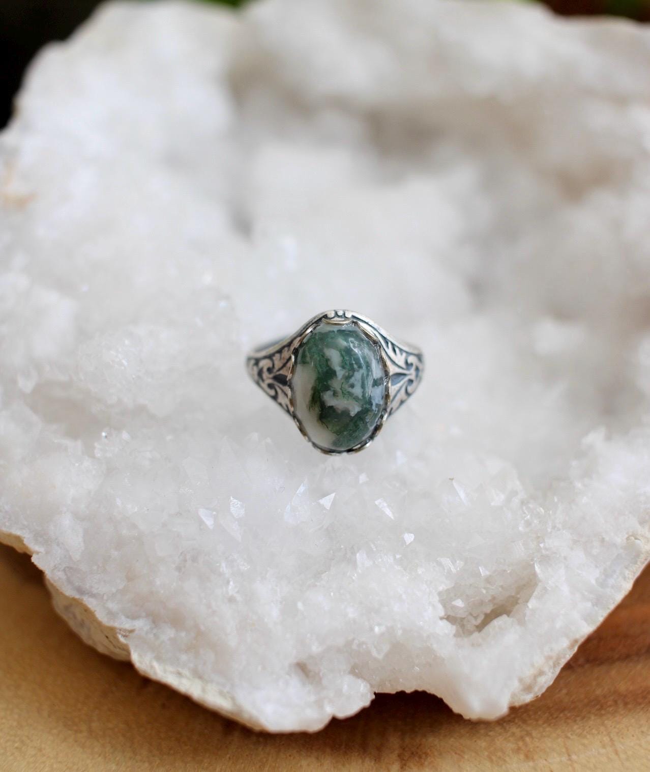 Tree Agate Adjustable Ring