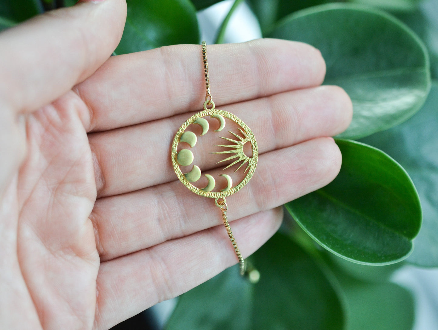 Sun and Moon Phases Gold Bracelet