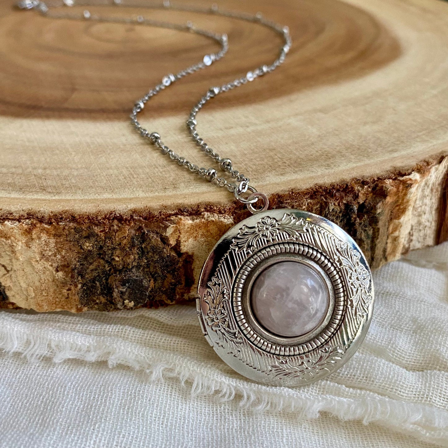 Rose Quartz Locket Necklace