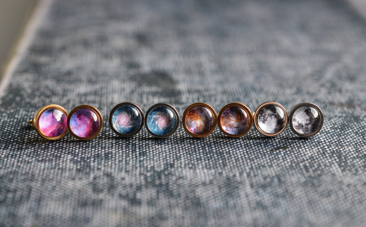 Pink and Purple Galaxy Stud Earrings