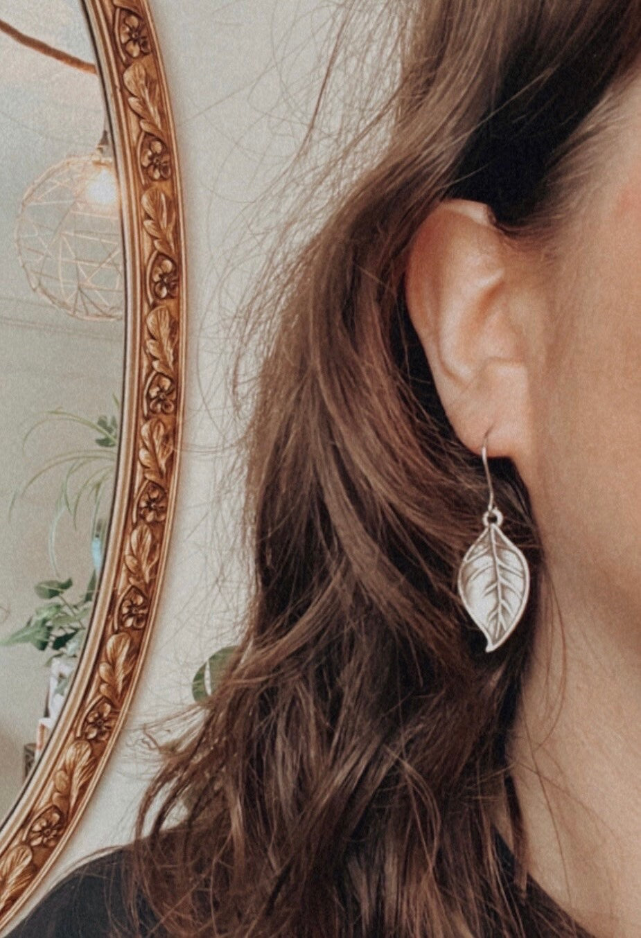 Silver Leaf Dangle Earrings