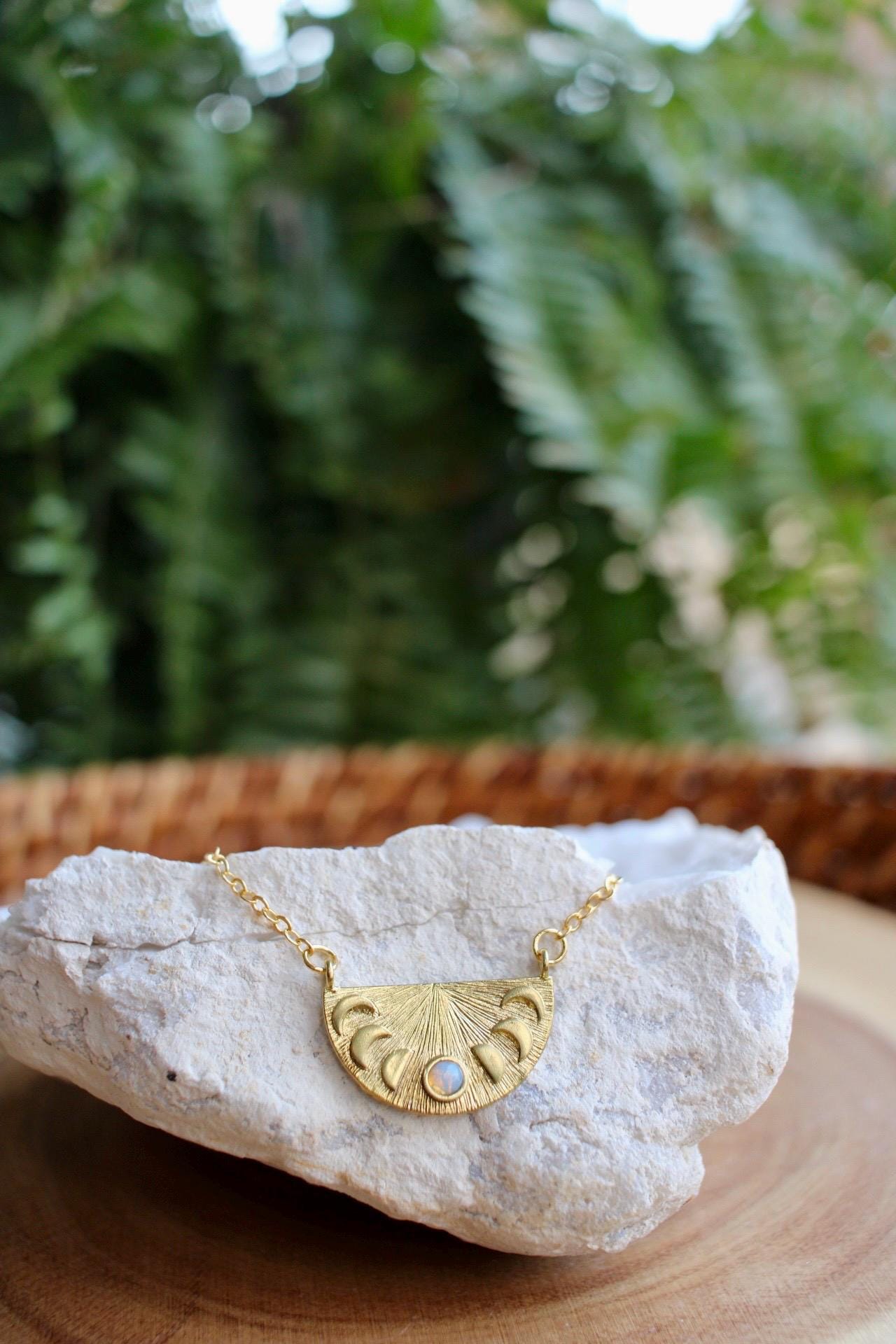 Opal Moon Phase Necklace