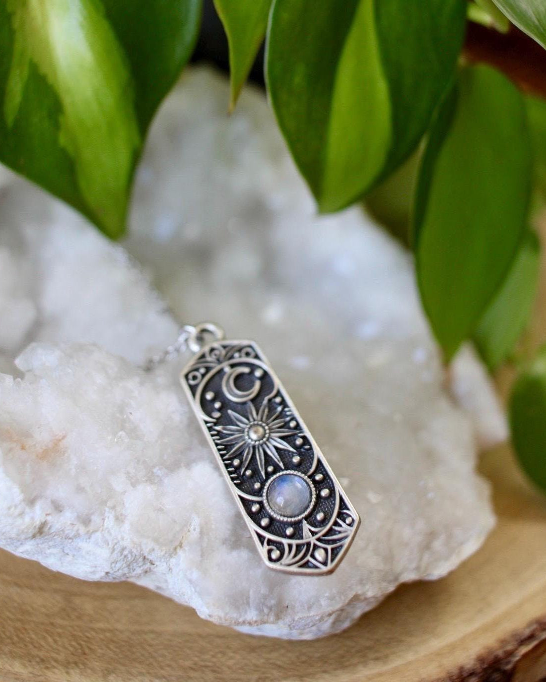 Silver Cosmic Moonstone Necklace