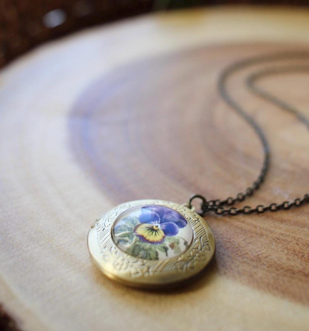 Pansy Locket Photo Necklace