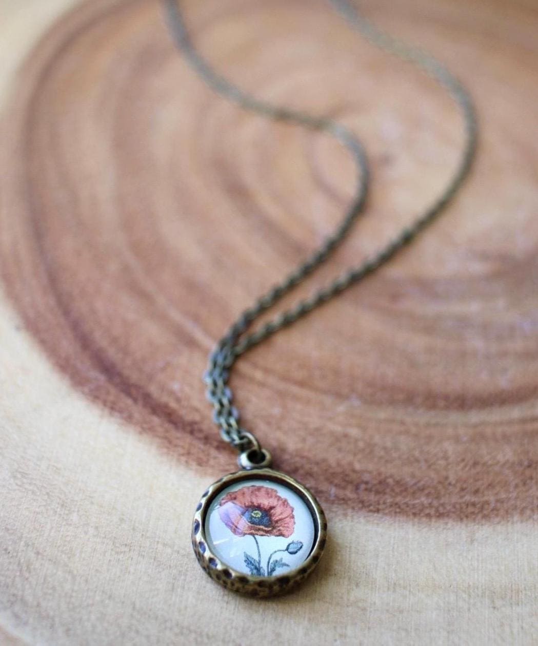 Dainty Poppy Pendant Necklace