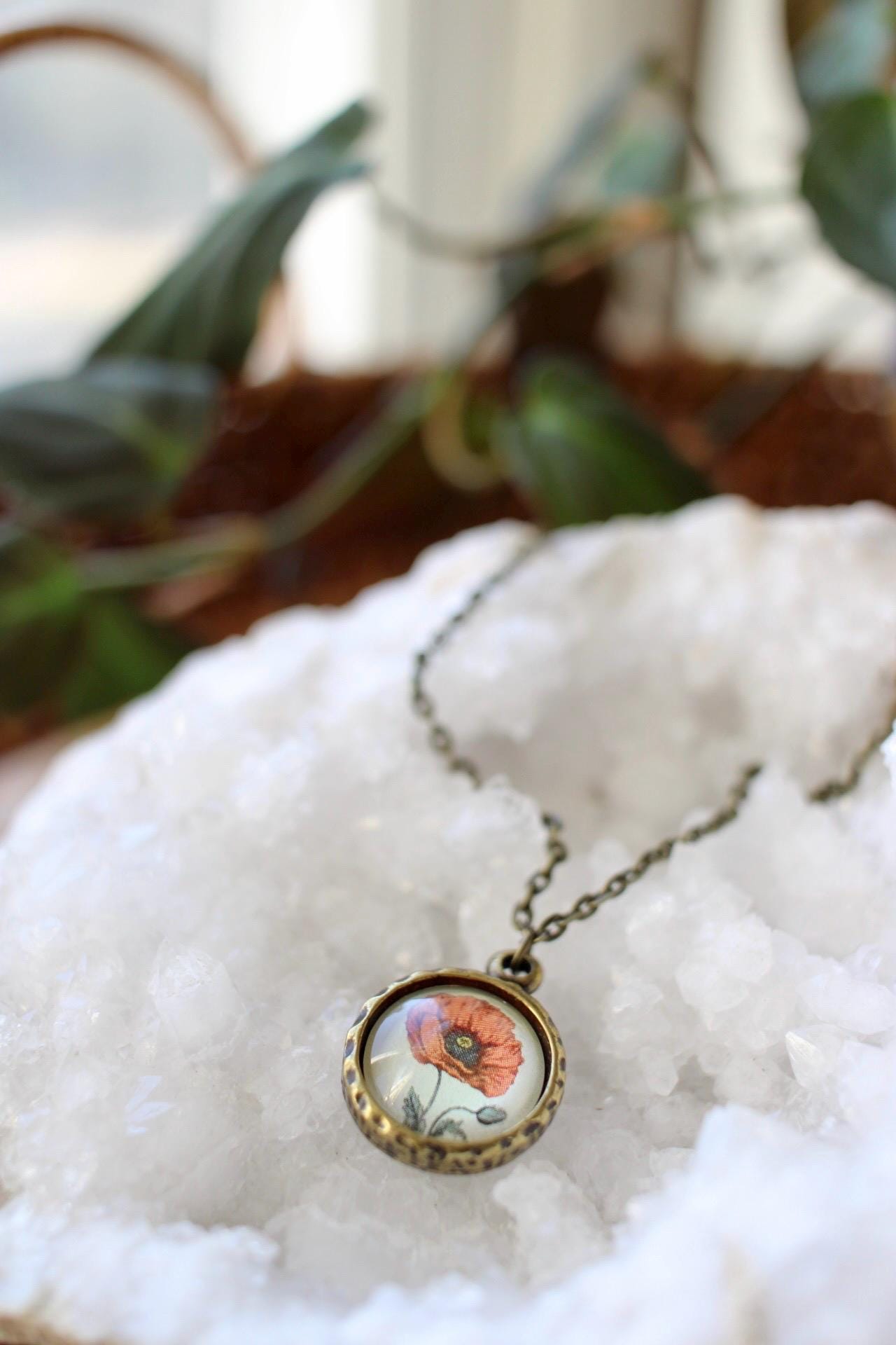 Dainty Poppy Pendant Necklace