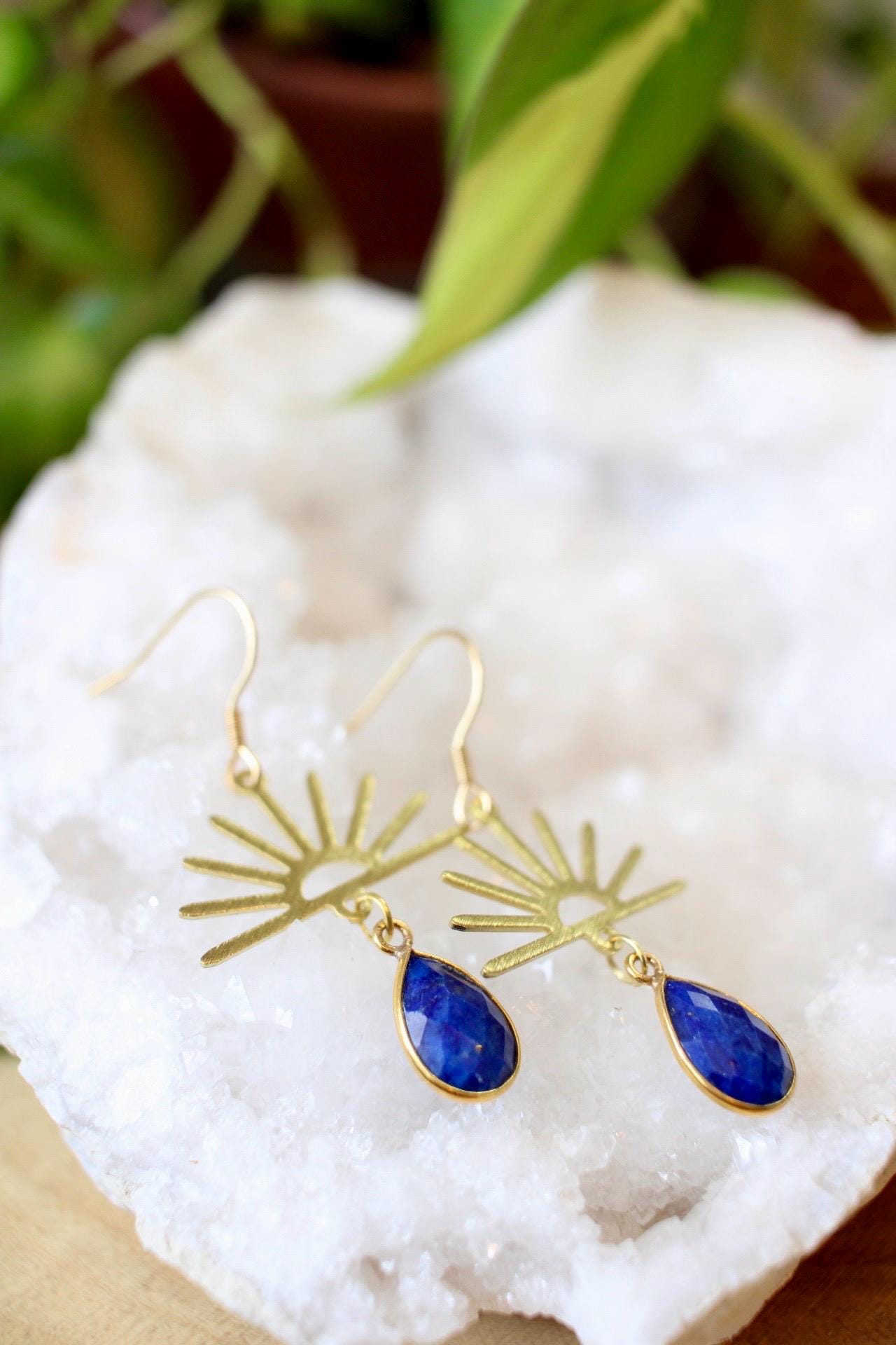 Lapis Lazuli Sun Dangle Earrings