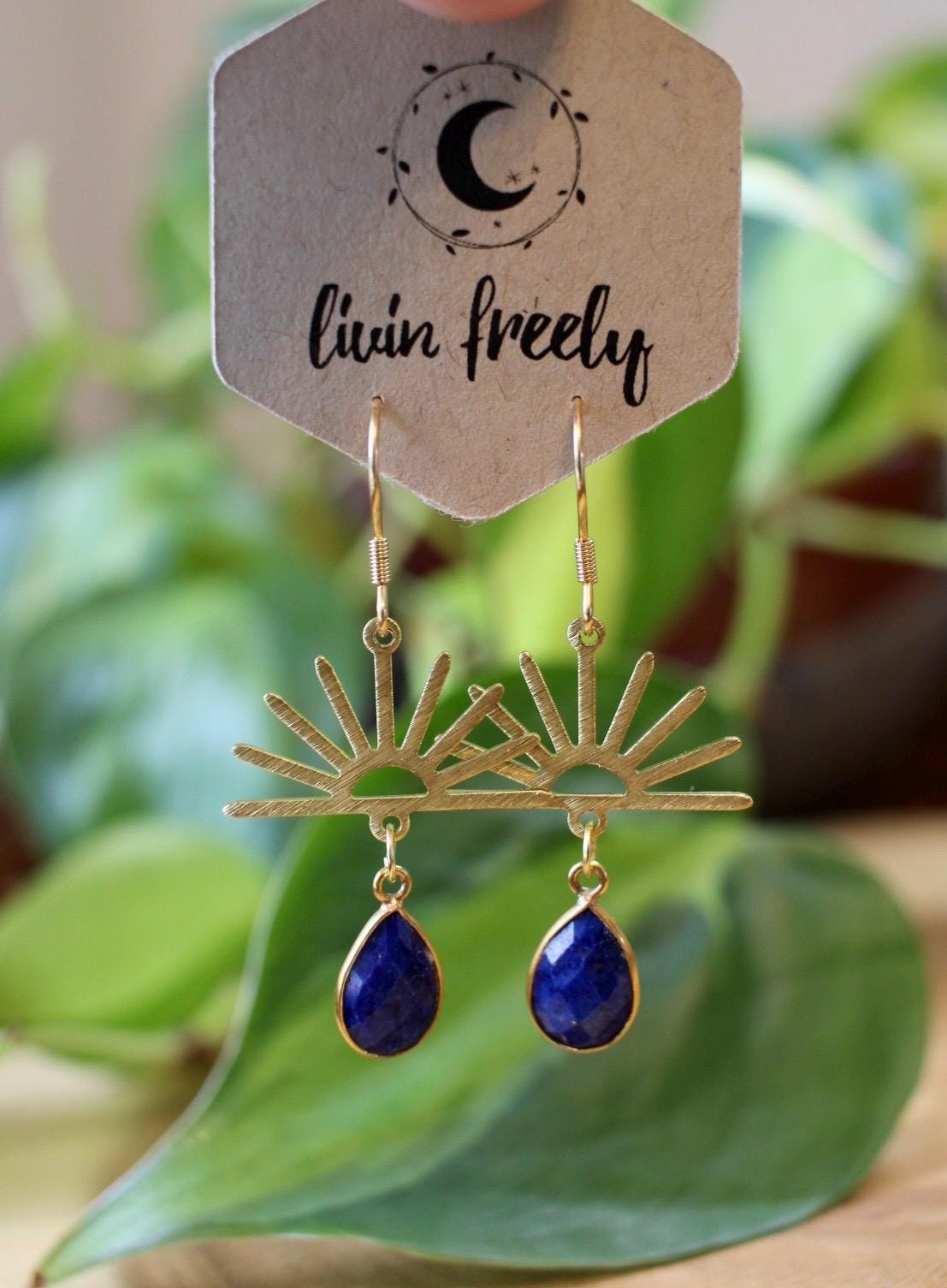 Lapis Lazuli Sun Dangle Earrings