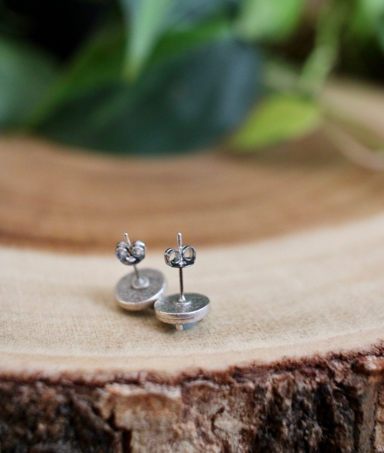 Amazonite Dainty Silver Stud Earrings