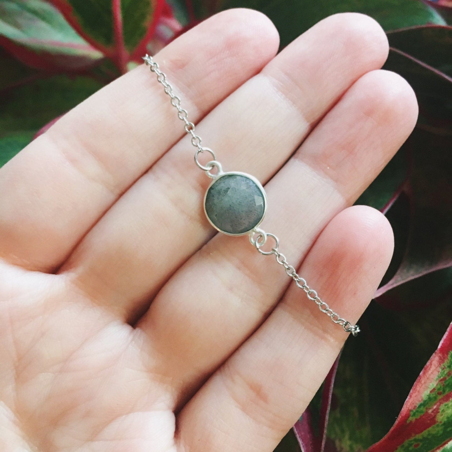 Dainty Labradorite Silver Choker Necklace