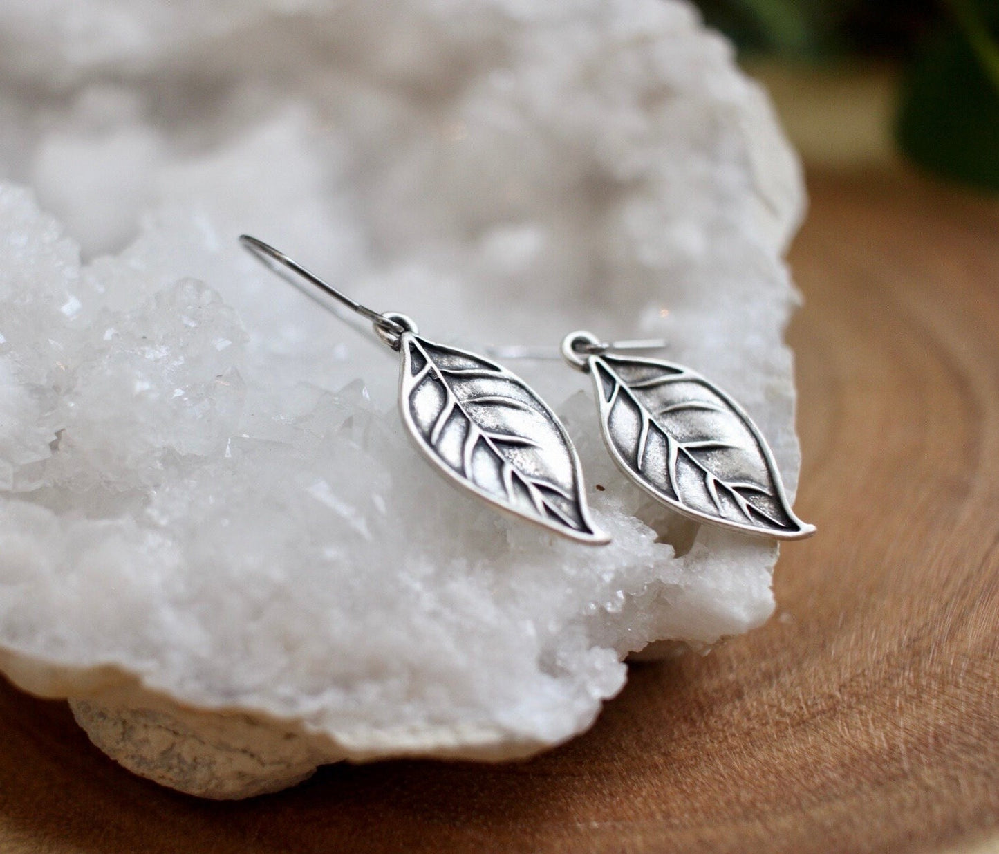 Silver Leaf Dangle Earrings