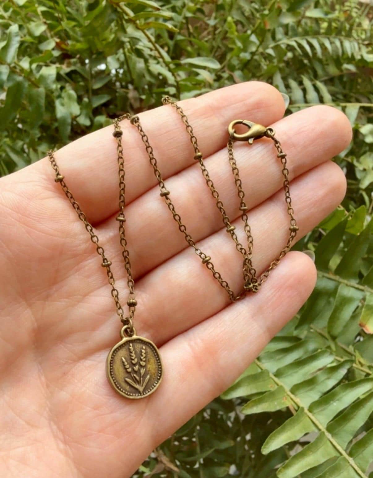 Dainty Bronze Lavender Flower Necklace