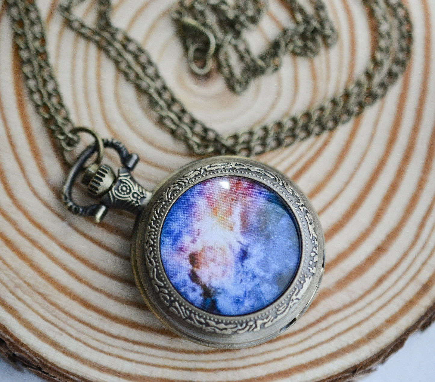 Galaxy Pocket Watch Necklace