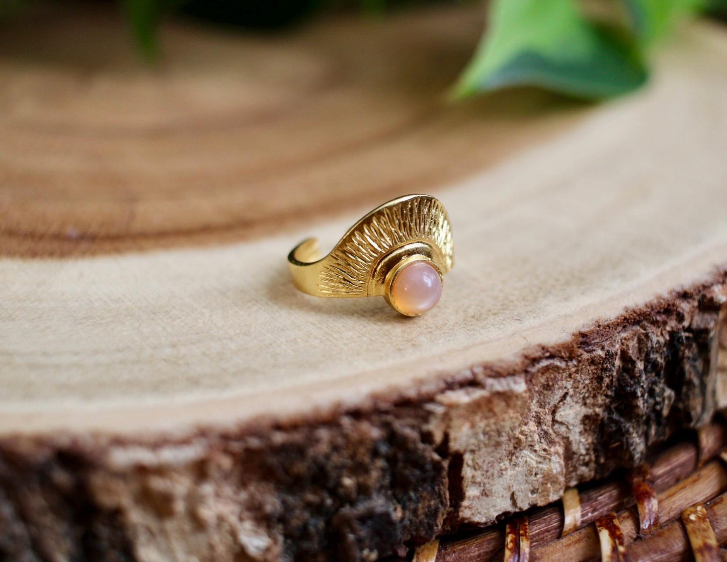 Peach Moonstone Sun Ring