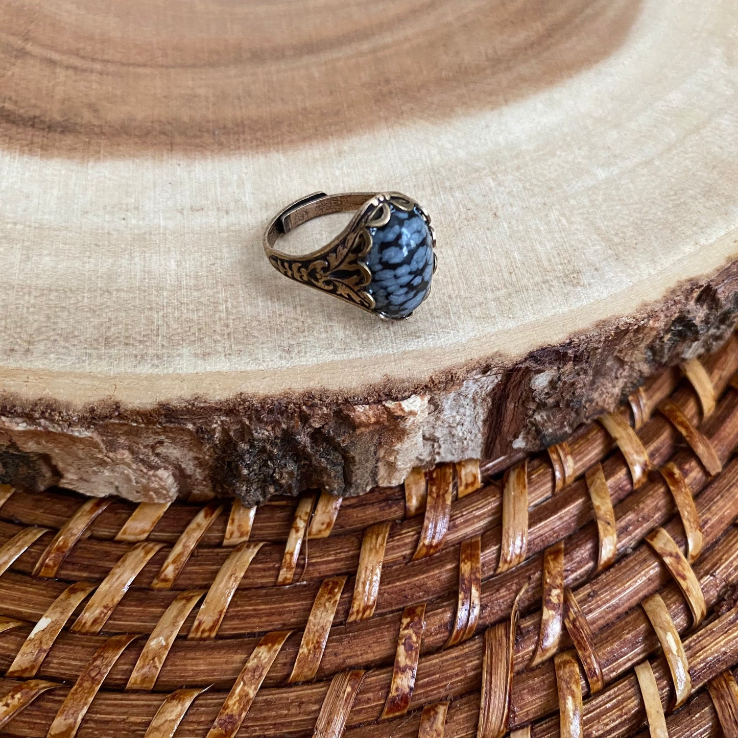 Snowflake Obsidian Ring