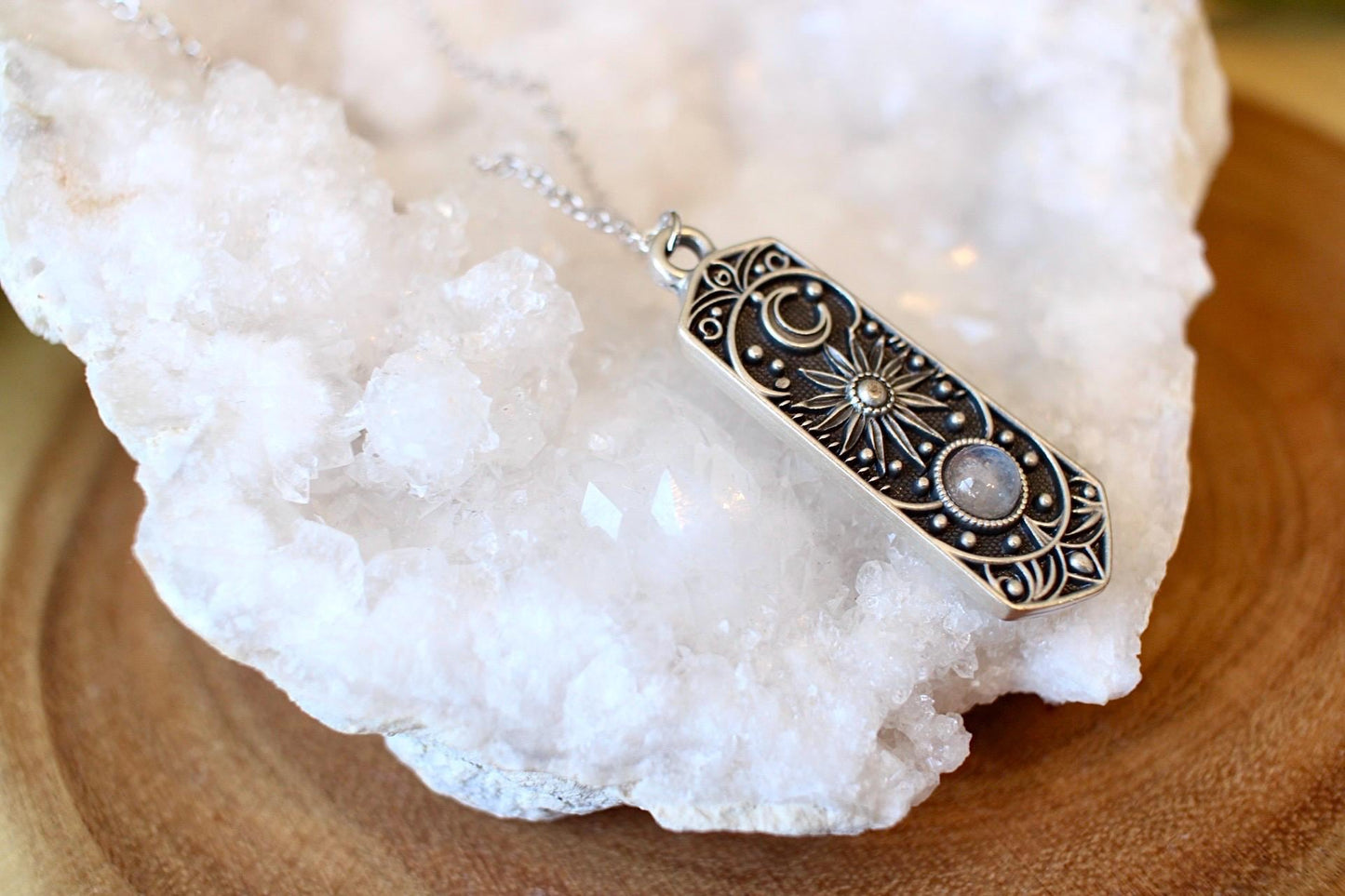 Silver Cosmic Moonstone Necklace