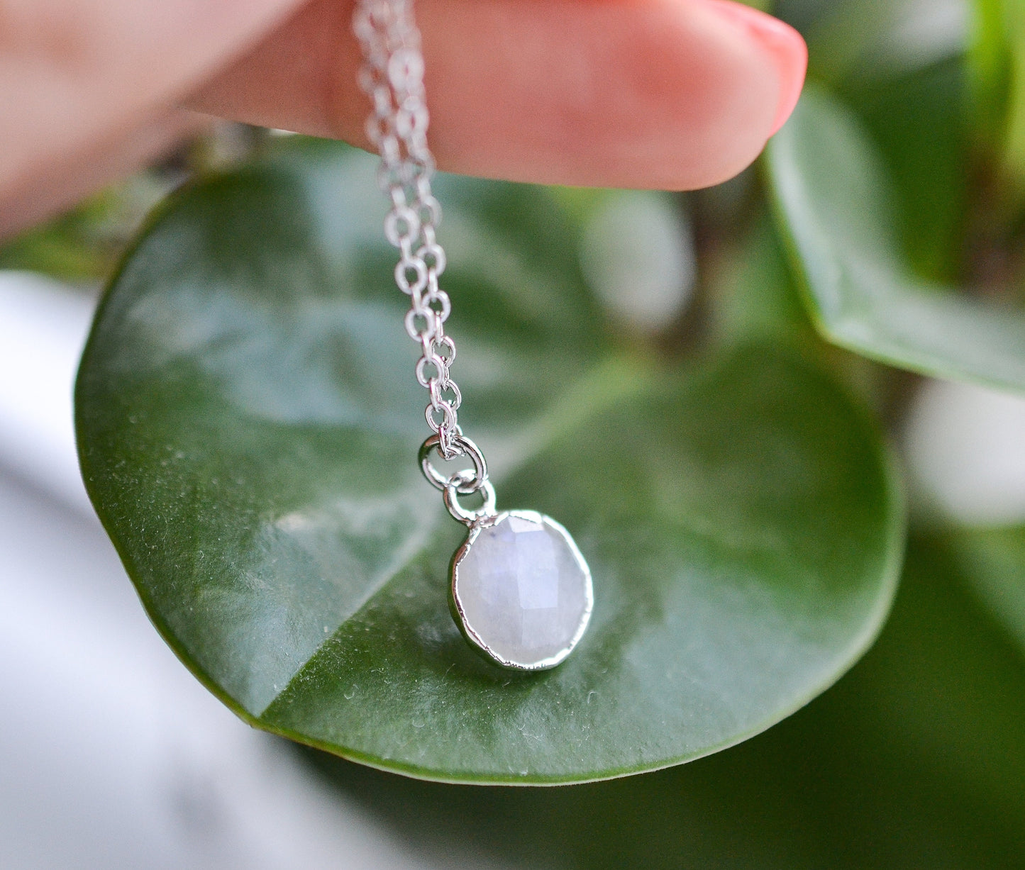 Dainty Silver Moonstone Necklace