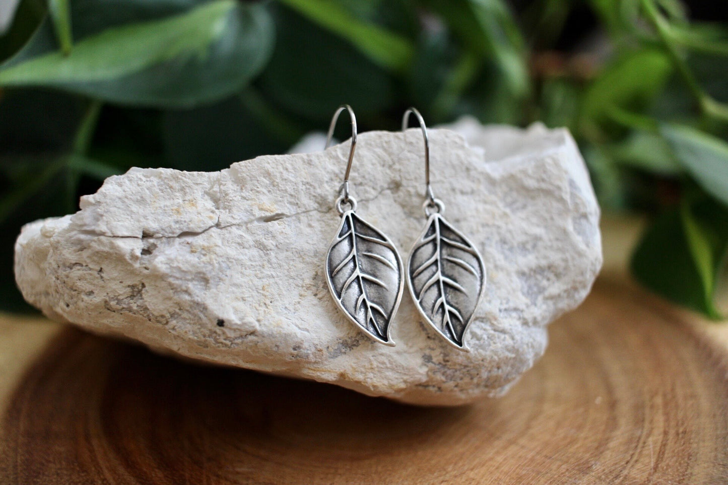 Silver Leaf Dangle Earrings