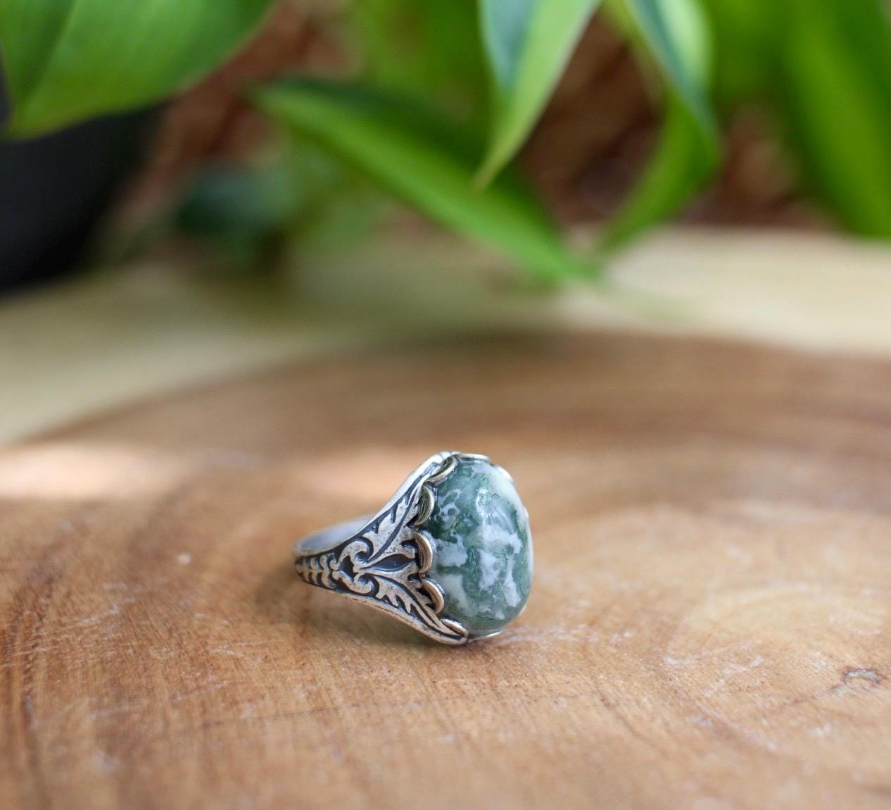 Tree Agate Adjustable Ring