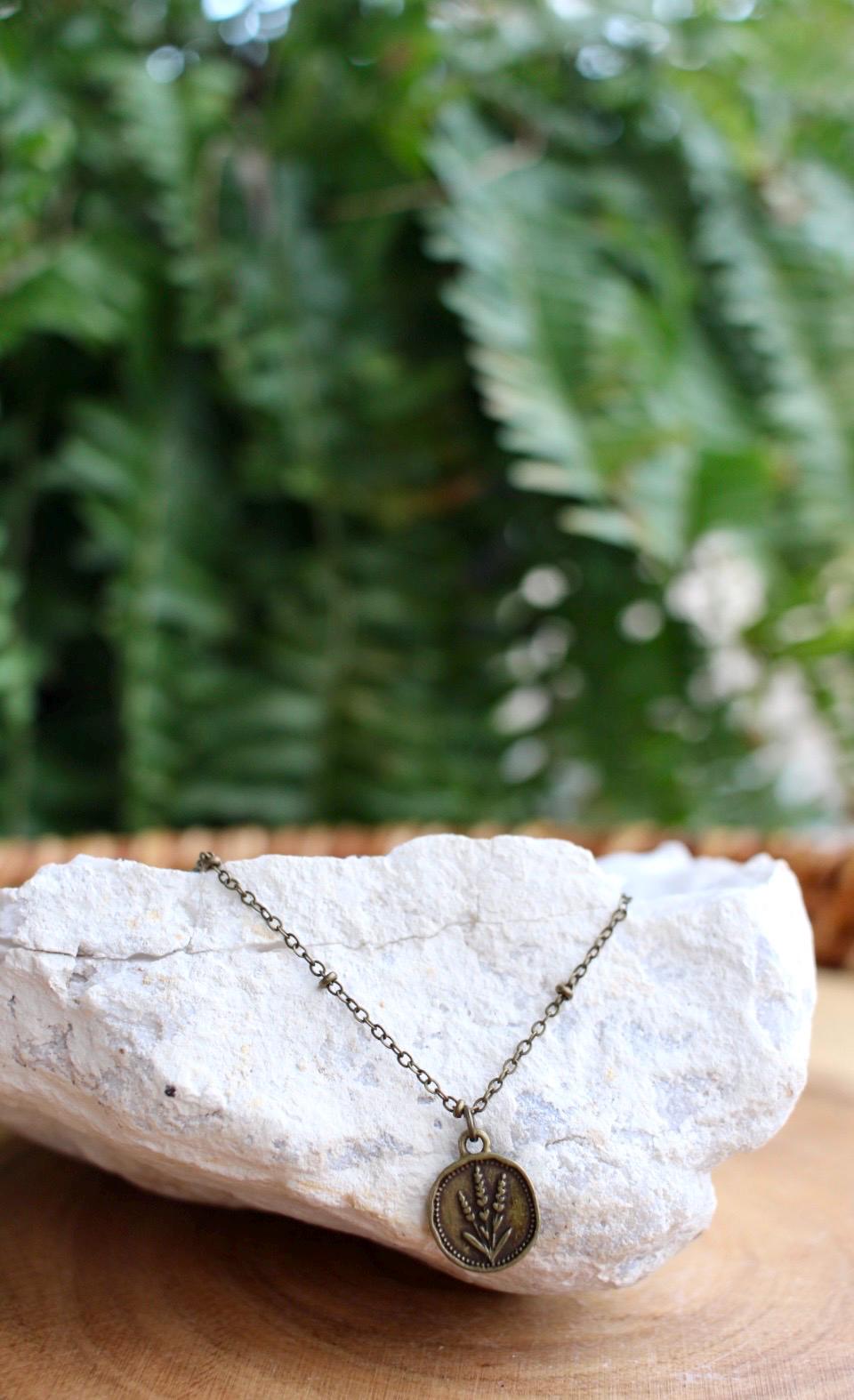 Dainty Bronze Lavender Flower Necklace