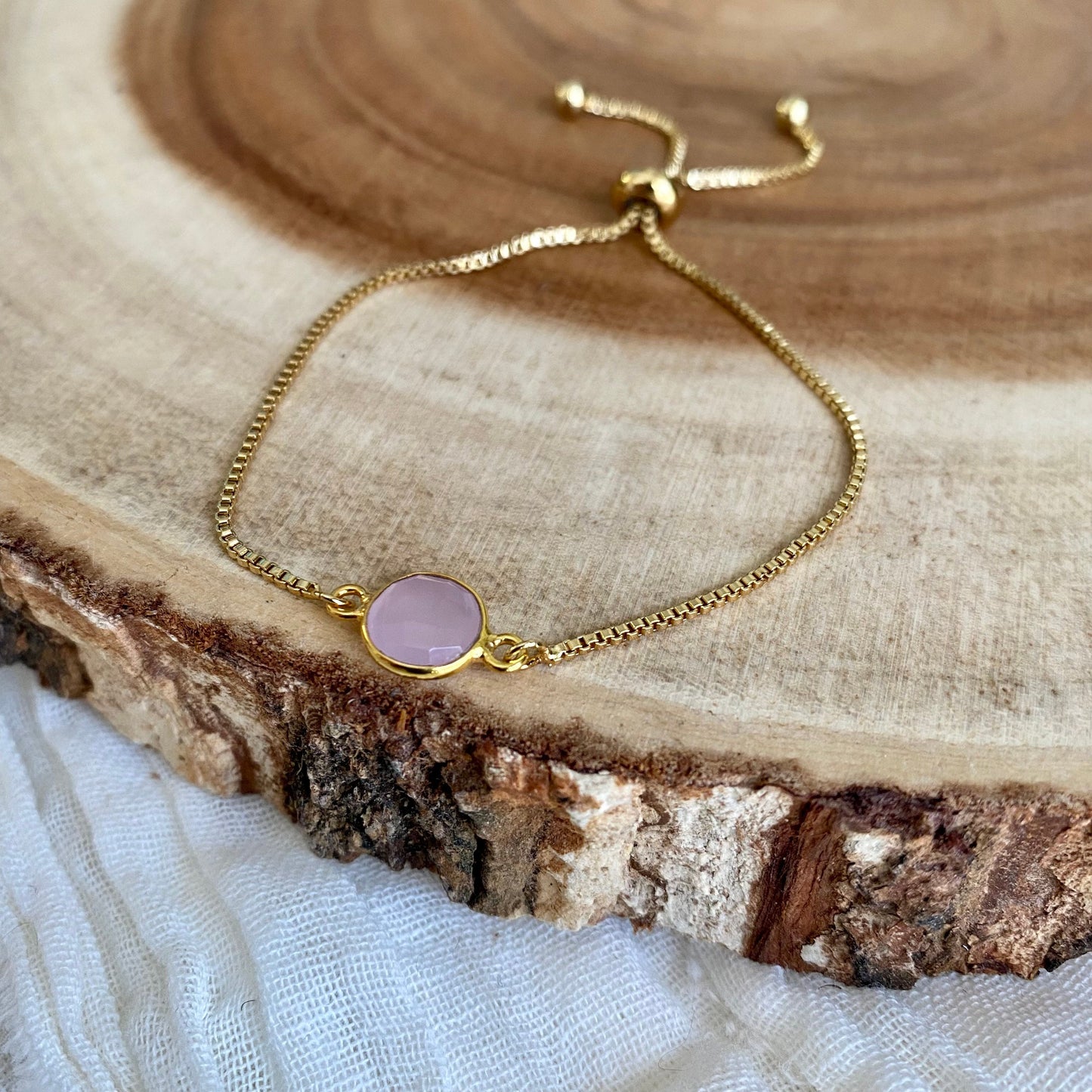 Rose Chalcedony Gold Bracelet